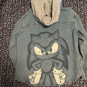 Sonic The Hedgehog Light Blue Denim Hooded Shirt Jacket